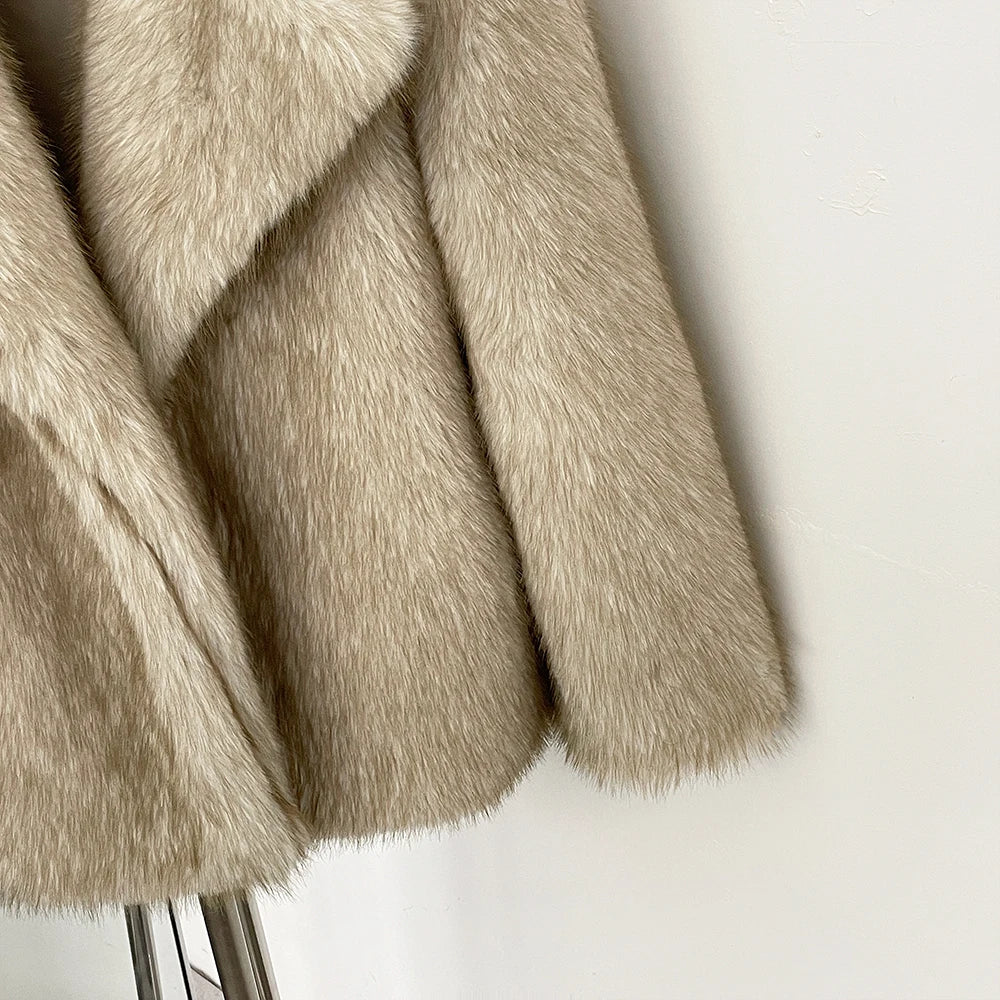 Fur Coat Eco-friendly Artificial Fur Coat Faux Fur Jacket Lapel Covered Button Loose Casual Women Coats Women's Winter Jacket