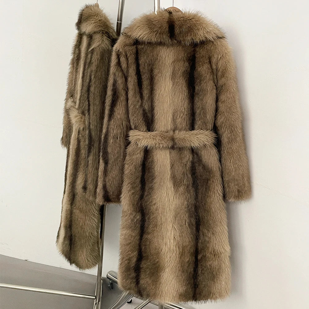 Fur Coat Eco-friendly Artificial Fur Coat Faux Fur Jacket Lapel Covered Button Loose Casual Women Coats Women's Winter Jacket