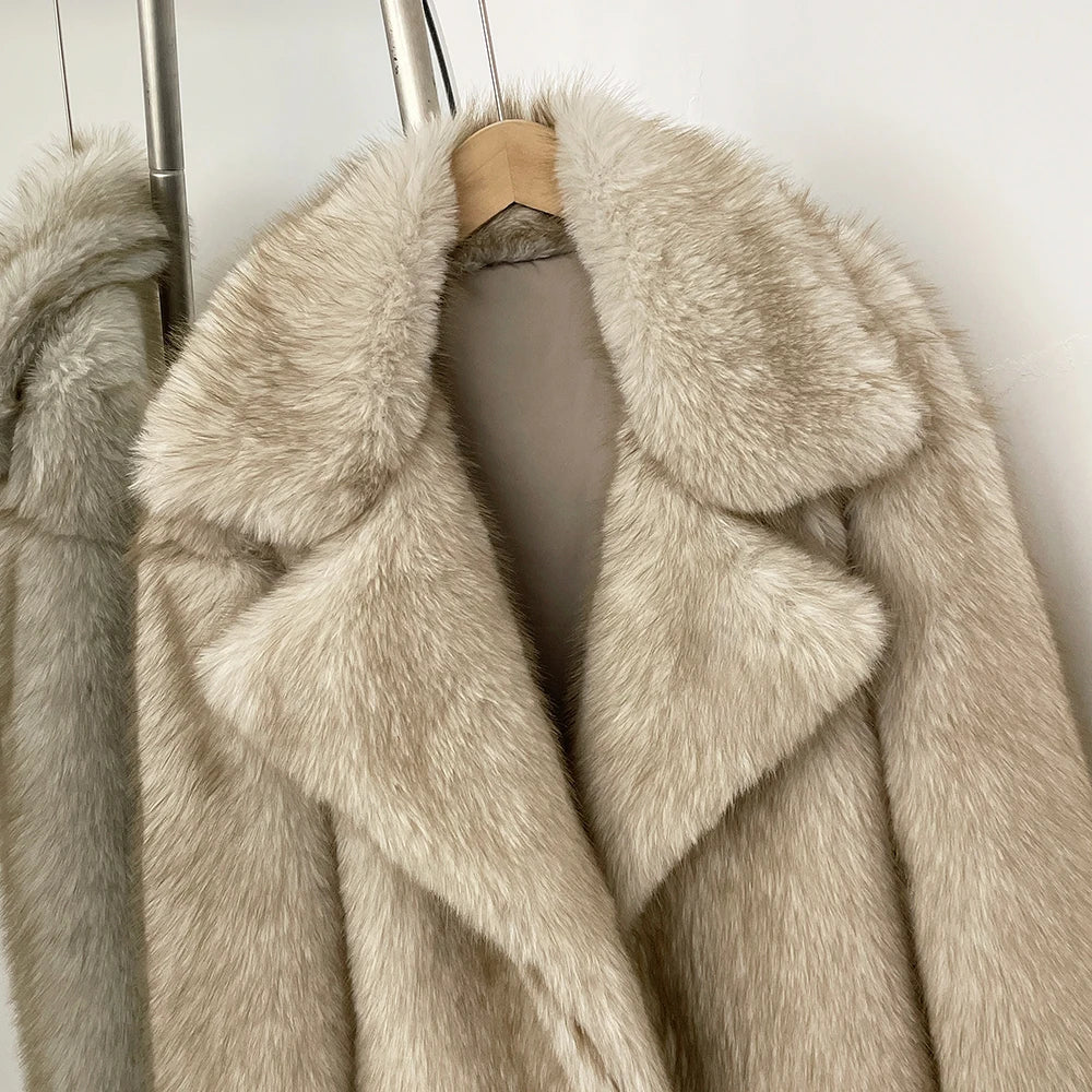 Fur Coat Eco-friendly Artificial Fur Coat Faux Fur Jacket Lapel Covered Button Loose Casual Women Coats Women's Winter Jacket