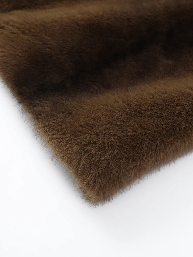 Women Faux Fur Overcoat Luxury Chic Fashion Lapel Long Sleeve Loose Fluffy Coat Lady Winter Warm Elegant Street Outerwear New