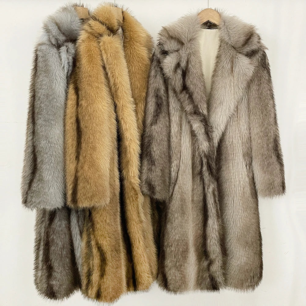 Fur Coat Eco-friendly Artificial Fur Coat Faux Fur Jacket Lapel Covered Button Loose Casual Women Coats Women's Winter Jacket