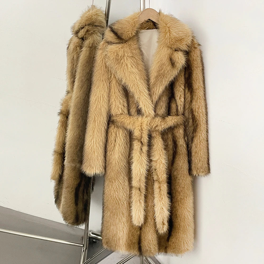 Fur Coat Eco-friendly Artificial Fur Coat Faux Fur Jacket Lapel Covered Button Loose Casual Women Coats Women's Winter Jacket