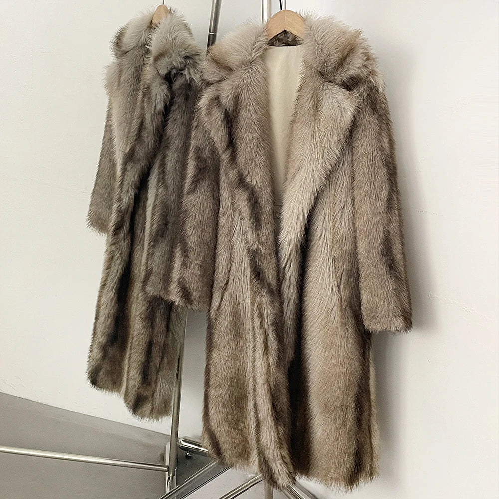 Fur Coat Eco-friendly Artificial Fur Coat Faux Fur Jacket Lapel Covered Button Loose Casual Women Coats Women's Winter Jacket