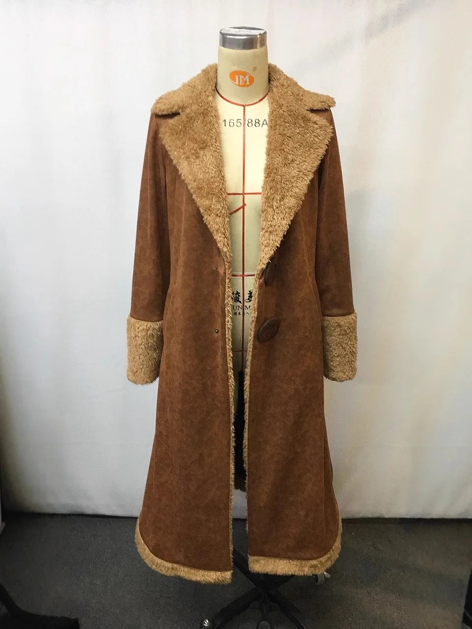 Women's Brown Vintage Coat Western Denim Plush Autumn And Winter Fashionable Warm Coat Outdoor Windproof Slim Fit Windbreaker
