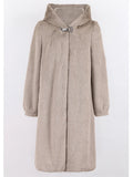 Lautaro Winter Luxury Long Black Faux Mink Fur Coat Women with Hood Long Sleeve Elegant Thick Warm Fluffy Furry Jacket 6xl 7xl