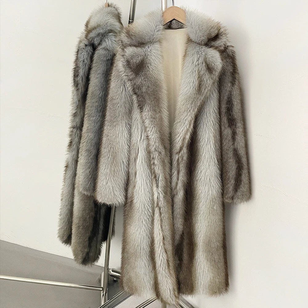 Fur Coat Eco-friendly Artificial Fur Coat Faux Fur Jacket Lapel Covered Button Loose Casual Women Coats Women's Winter Jacket