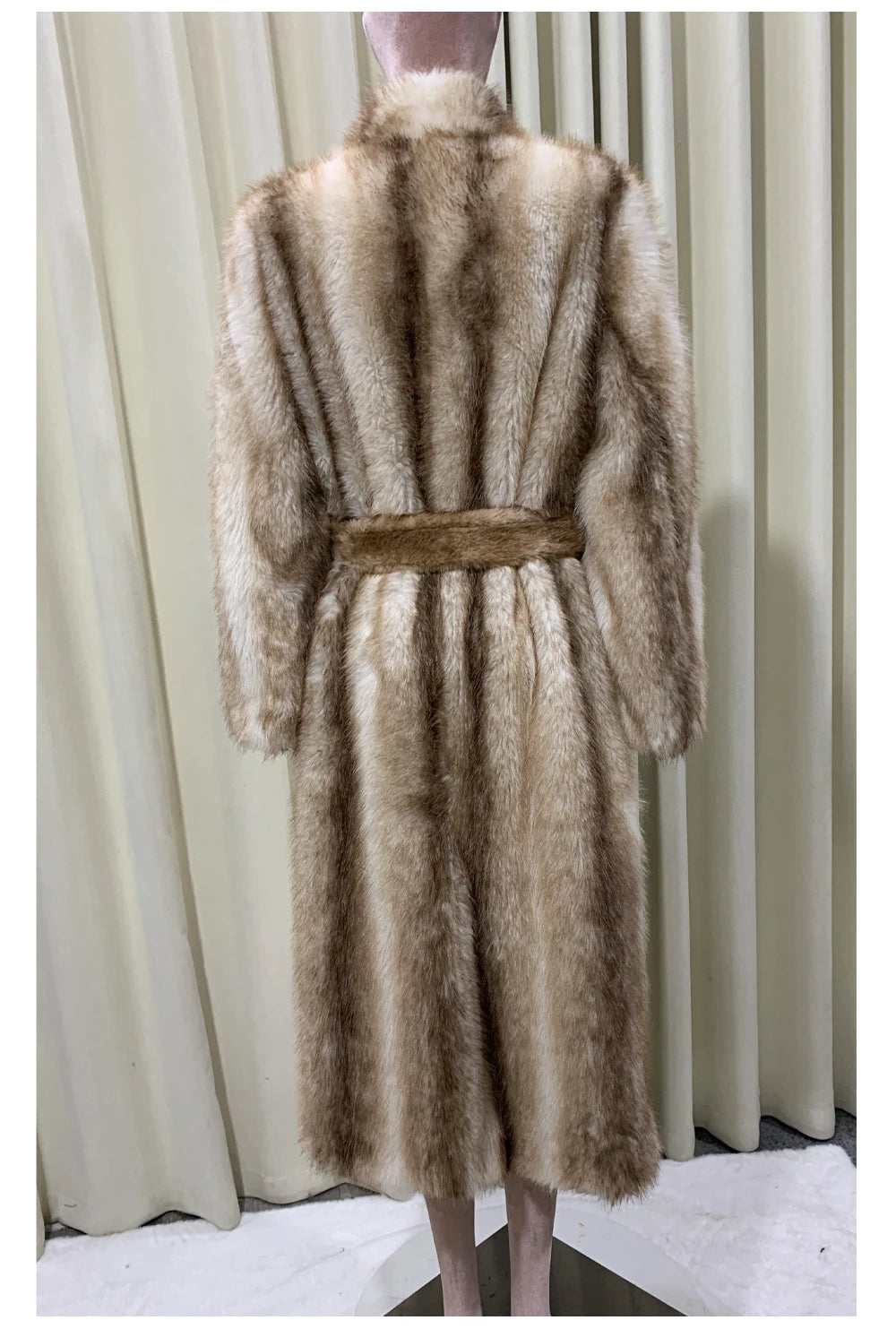 Autumn Winter Long Thick Warm Soft Hairy Striped Faux Fur Coat Women Runway Fashion Chic Loose Casual Fluffy Furry Overcoat 2025