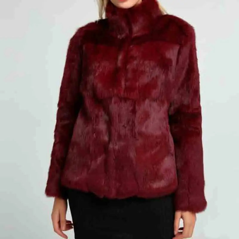 2023 New Women Real Rabbit Fur Mandarin Collar Coat Natural Pure Genuine Whole Skin Fur Jacket Full Pelt Fur Customize WSR61
