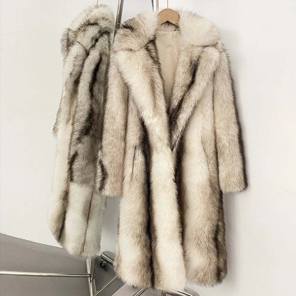 Fur Coat Eco-friendly Artificial Fur Coat Faux Fur Jacket Lapel Covered Button Loose Casual Women Coats Women's Winter Jacket
