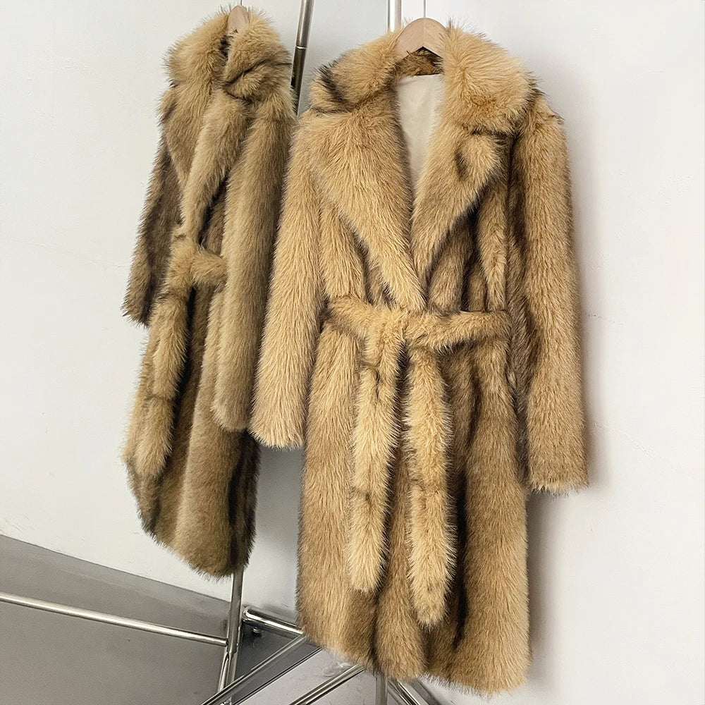 Fur Coat Eco-friendly Artificial Fur Coat Faux Fur Jacket Lapel Covered Button Loose Casual Women Coats Women's Winter Jacket