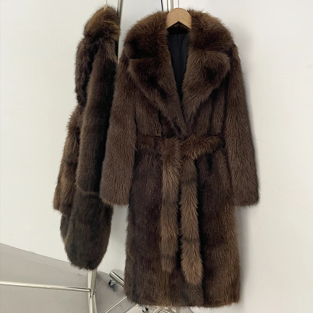 Fur Coat Eco-friendly Artificial Fur Coat Faux Fur Jacket Lapel Covered Button Loose Casual Women Coats Women's Winter Jacket