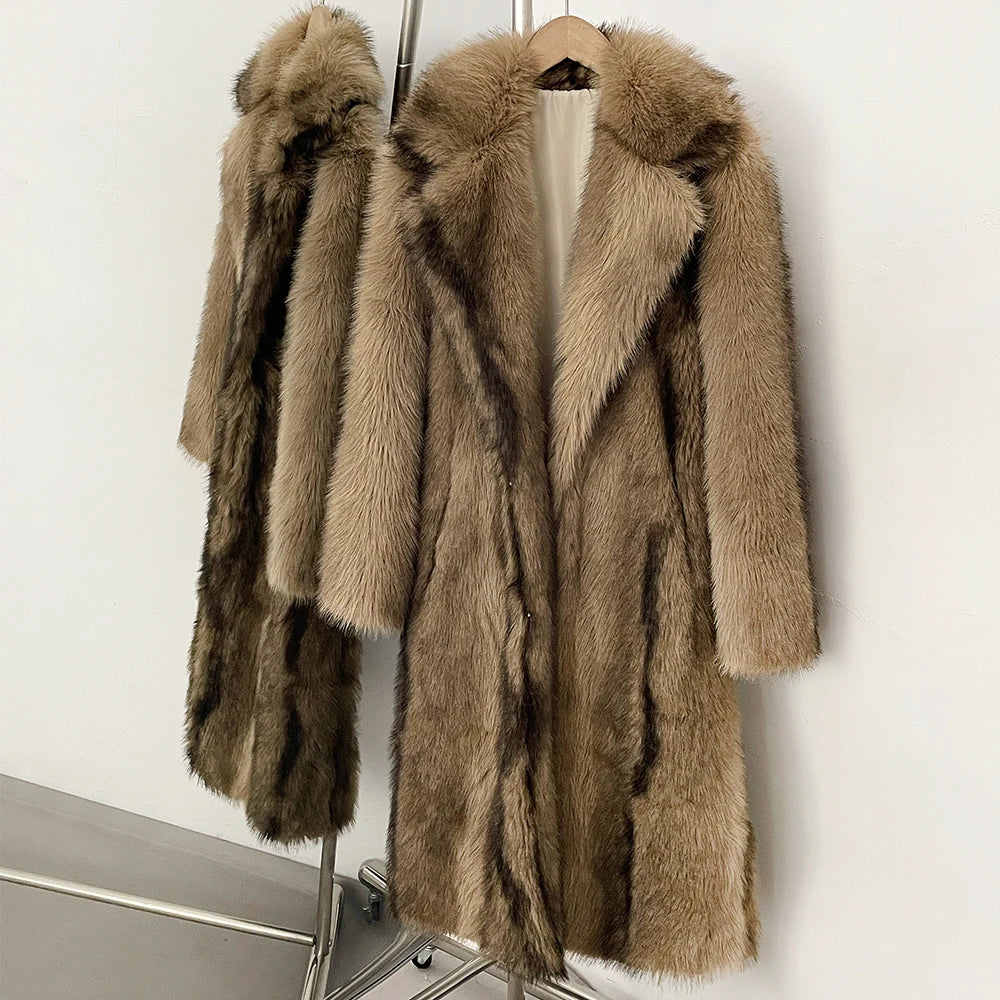 Fur Coat Eco-friendly Artificial Fur Coat Faux Fur Jacket Lapel Covered Button Loose Casual Women Coats Women's Winter Jacket