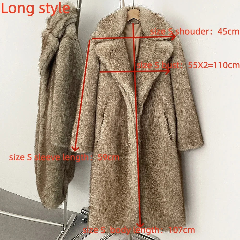 Fur Coat Eco-friendly Artificial Fur Coat Faux Fur Jacket Lapel Covered Button Loose Casual Women Coats Women's Winter Jacket