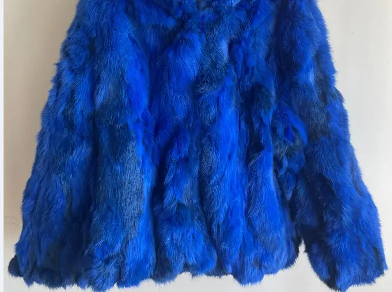 2023 New Women Real Rabbit Fur Mandarin Collar Coat Natural Pure Genuine Whole Skin Fur Jacket Full Pelt Fur Customize WSR61