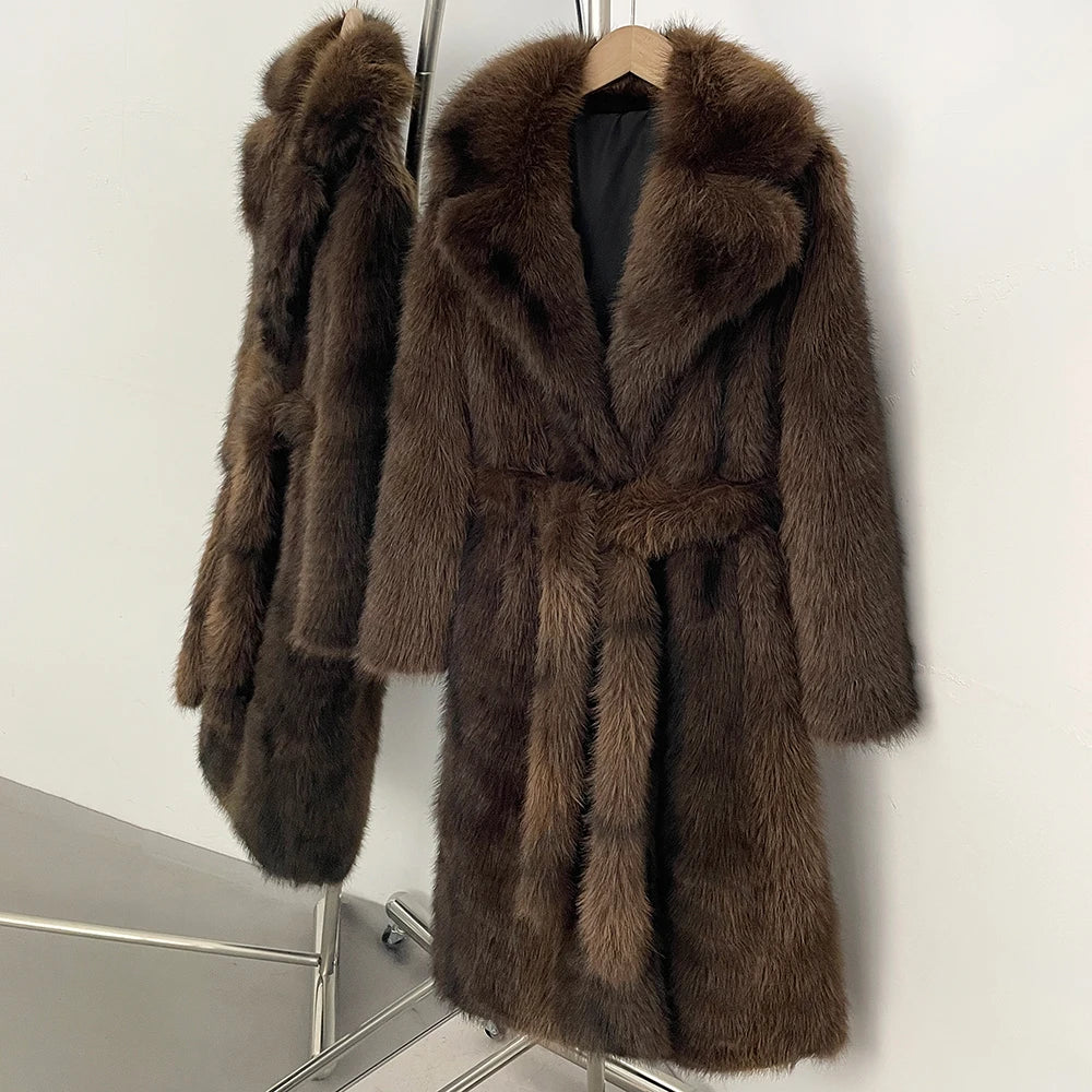 Fur Coat Eco-friendly Artificial Fur Coat Faux Fur Jacket Lapel Covered Button Loose Casual Women Coats Women's Winter Jacket