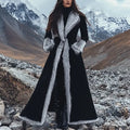 3xl Women's Winter Faux Fur Trim Maxi Coat Open Front Long Sleeve  Slim Fit Casual Party Streetwear Evening Outwear Robe Femme