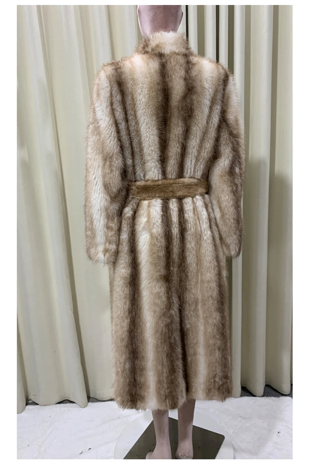 Autumn Winter Long Thick Warm Soft Hairy Striped Faux Fur Coat Women Runway Fashion Chic Loose Casual Fluffy Furry Overcoat 2025