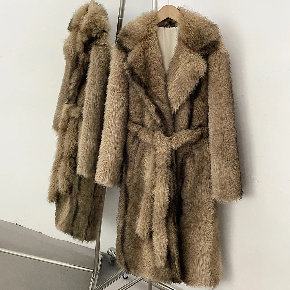 Fur Coat Eco-friendly Artificial Fur Coat Faux Fur Jacket Lapel Covered Button Loose Casual Women Coats Women's Winter Jacket