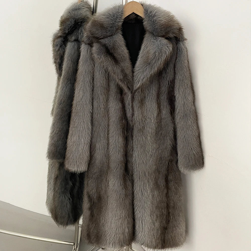 Fur Coat Eco-friendly Artificial Fur Coat Faux Fur Jacket Lapel Covered Button Loose Casual Women Coats Women's Winter Jacket