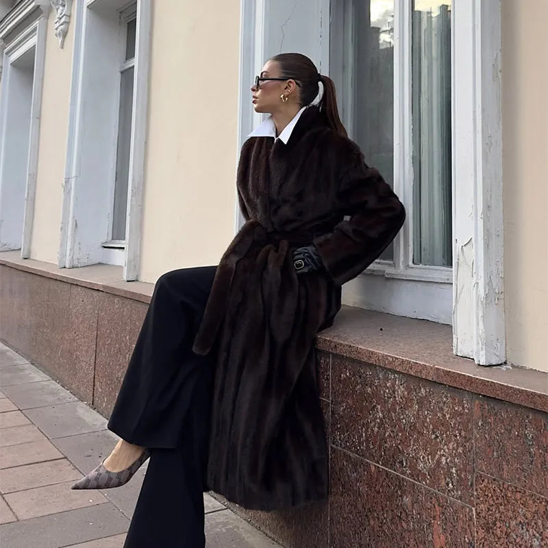 Women Faux Fur Overcoat Luxury Chic Fashion Lapel Long Sleeve Loose Fluffy Coat Lady Winter Warm Elegant Street Outerwear New