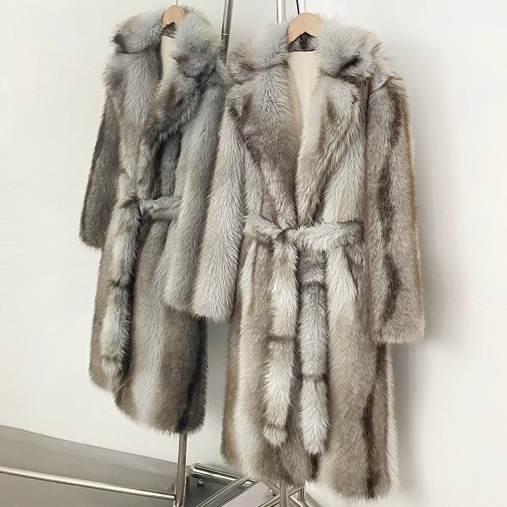 Fur Coat Eco-friendly Artificial Fur Coat Faux Fur Jacket Lapel Covered Button Loose Casual Women Coats Women's Winter Jacket