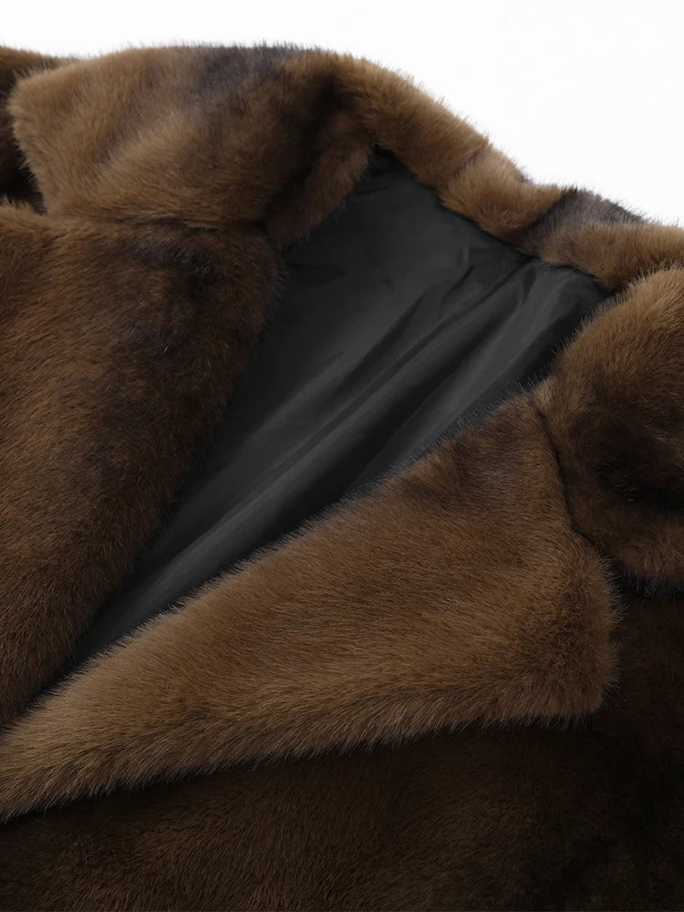 Women Faux Fur Overcoat Luxury Chic Fashion Lapel Long Sleeve Loose Fluffy Coat Lady Winter Warm Elegant Street Outerwear New