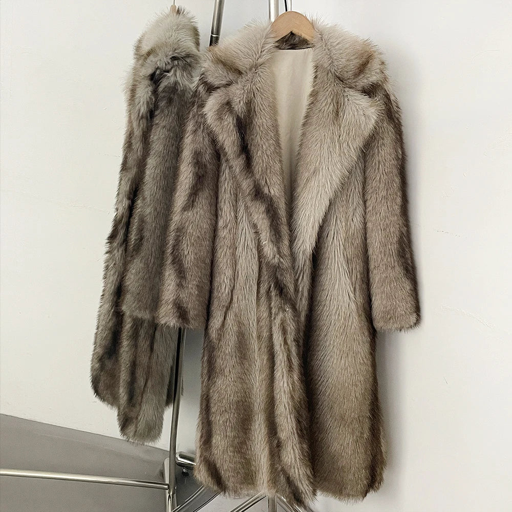 Fur Coat Eco-friendly Artificial Fur Coat Faux Fur Jacket Lapel Covered Button Loose Casual Women Coats Women's Winter Jacket