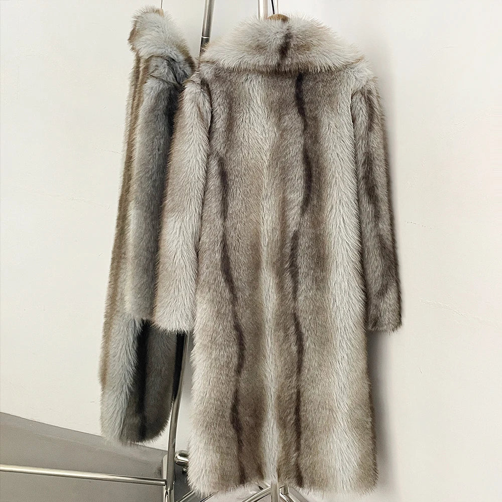 Fur Coat Eco-friendly Artificial Fur Coat Faux Fur Jacket Lapel Covered Button Loose Casual Women Coats Women's Winter Jacket