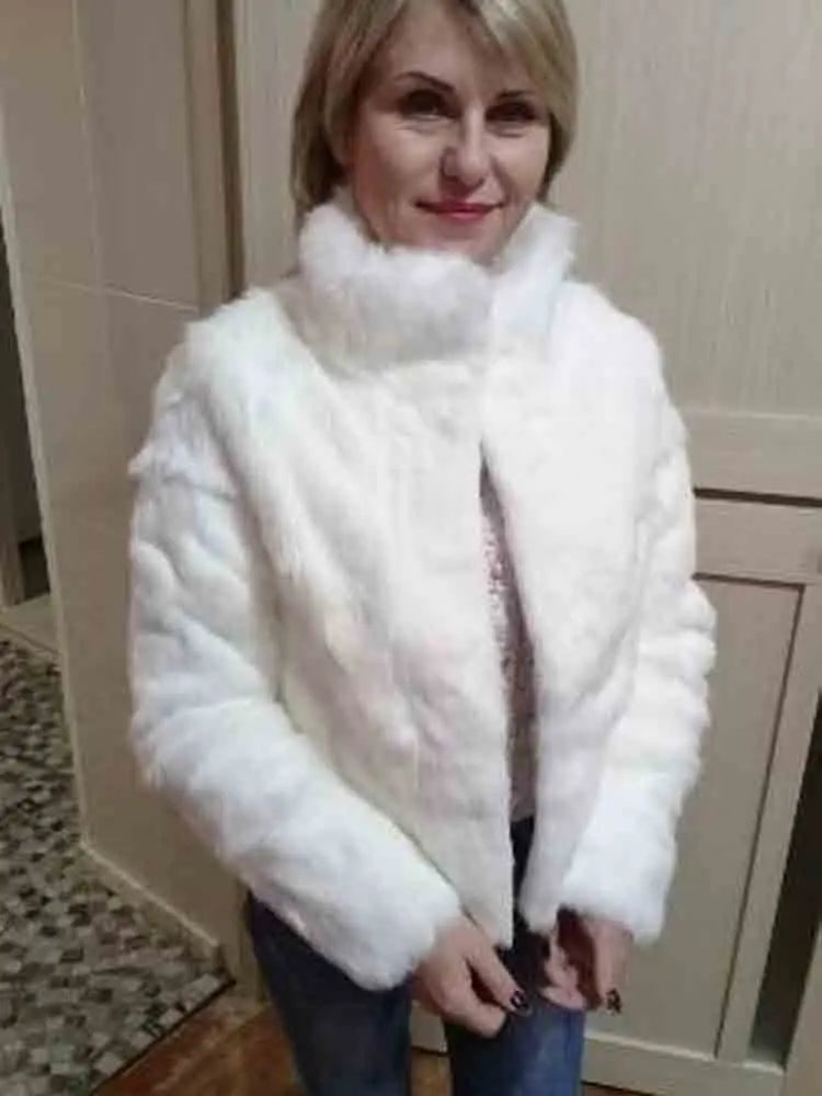 2023 New Women Real Rabbit Fur Mandarin Collar Coat Natural Pure Genuine Whole Skin Fur Jacket Full Pelt Fur Customize WSR61