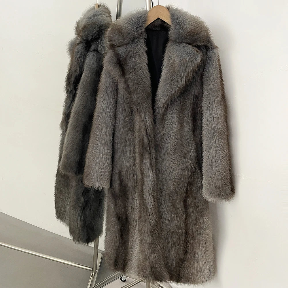 Fur Coat Eco-friendly Artificial Fur Coat Faux Fur Jacket Lapel Covered Button Loose Casual Women Coats Women's Winter Jacket