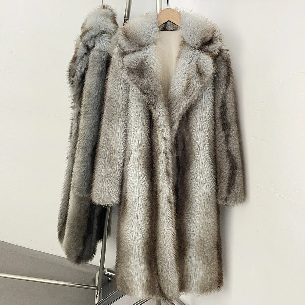 Fur Coat Eco-friendly Artificial Fur Coat Faux Fur Jacket Lapel Covered Button Loose Casual Women Coats Women's Winter Jacket