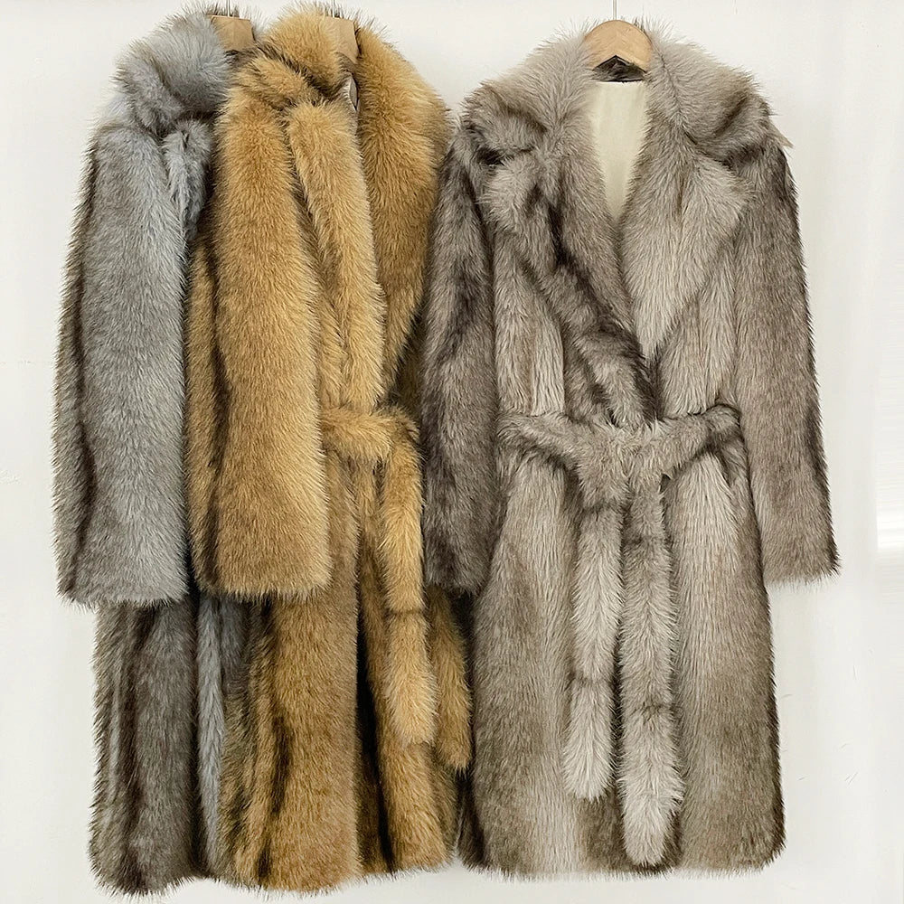 Fur Coat Eco-friendly Artificial Fur Coat Faux Fur Jacket Lapel Covered Button Loose Casual Women Coats Women's Winter Jacket