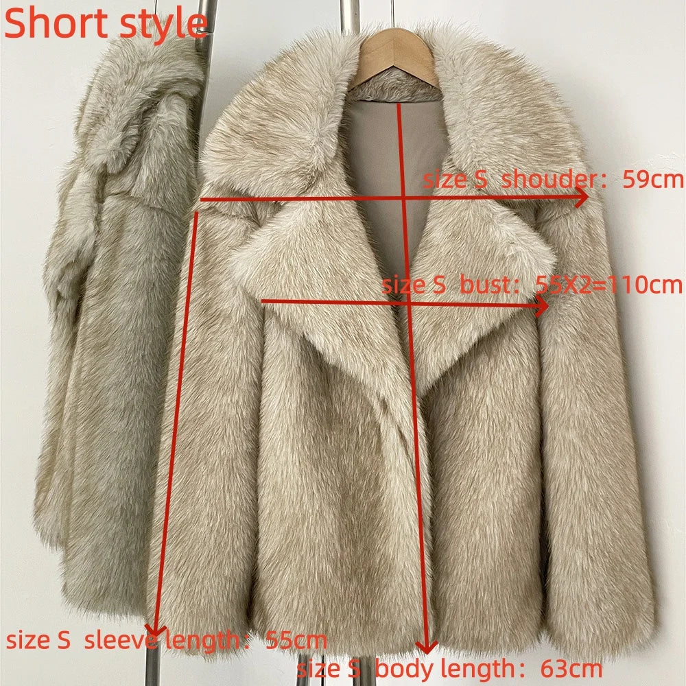 Fur Coat Eco-friendly Artificial Fur Coat Faux Fur Jacket Lapel Covered Button Loose Casual Women Coats Women's Winter Jacket