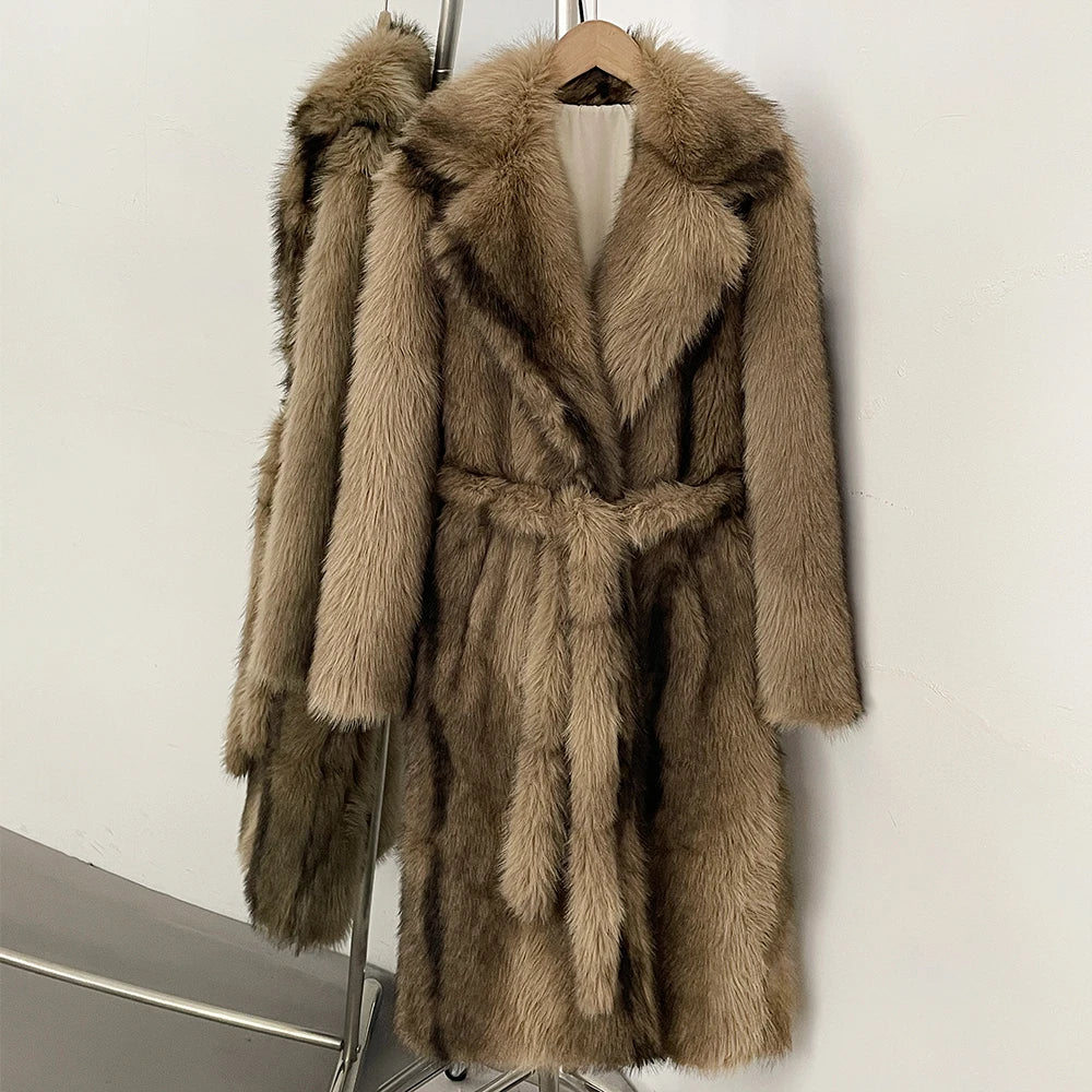 Fur Coat Eco-friendly Artificial Fur Coat Faux Fur Jacket Lapel Covered Button Loose Casual Women Coats Women's Winter Jacket
