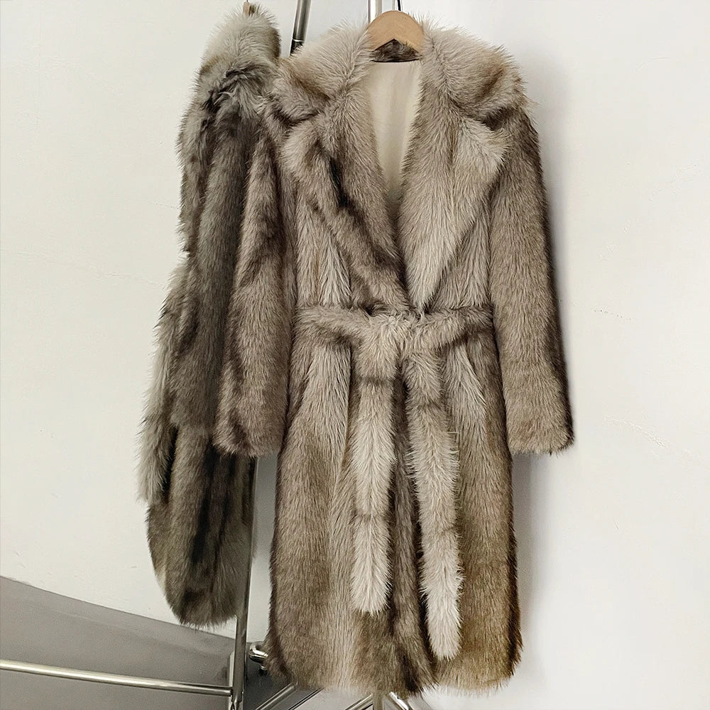 Fur Coat Eco-friendly Artificial Fur Coat Faux Fur Jacket Lapel Covered Button Loose Casual Women Coats Women's Winter Jacket